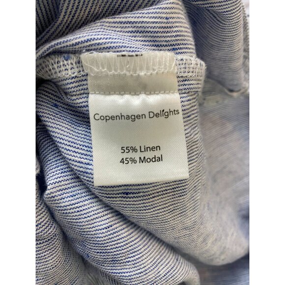Copenhagen Delights Linen Modal Blue White Striped Button Up Shirt Dress size XS - Picture 4 of 15